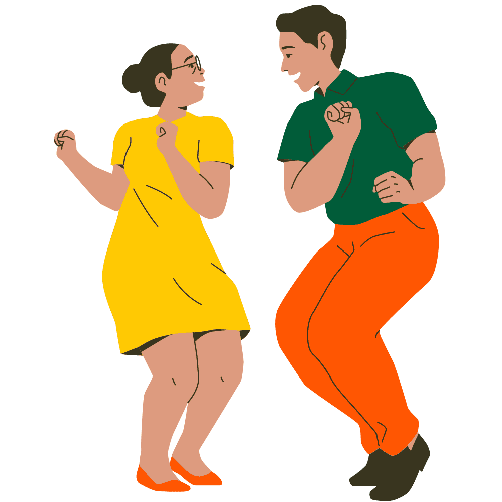 Drawing of Man and Woman Dancing Together with Strong Emotional Awareness