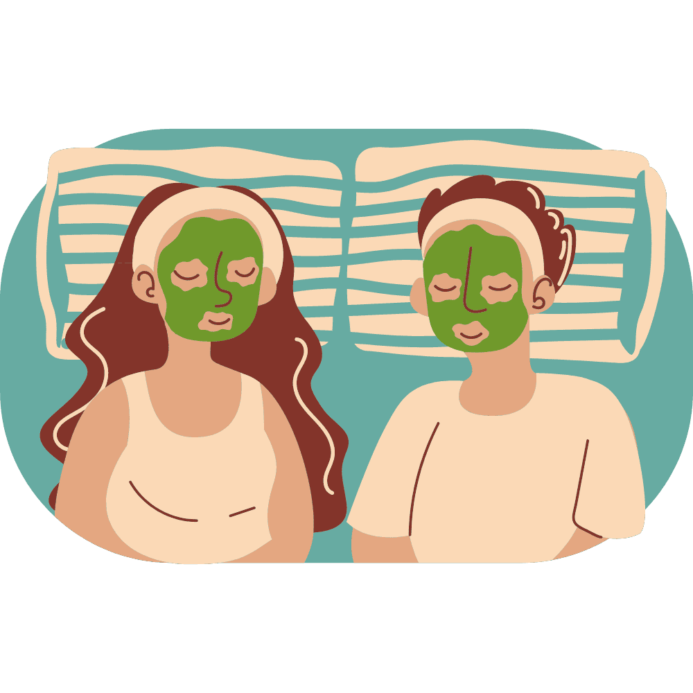 Picture of Happy Couple with High Relationship Satisfaction While Enjoying a Facial Mask Together as a Couple's Activity