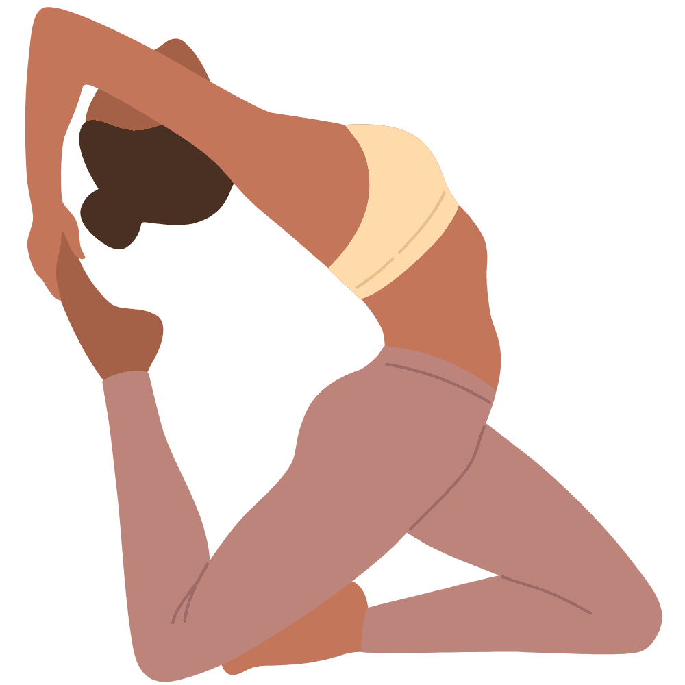 Drawing of Dark Woman Practicing Mindfulness by Doing Yoga Poses