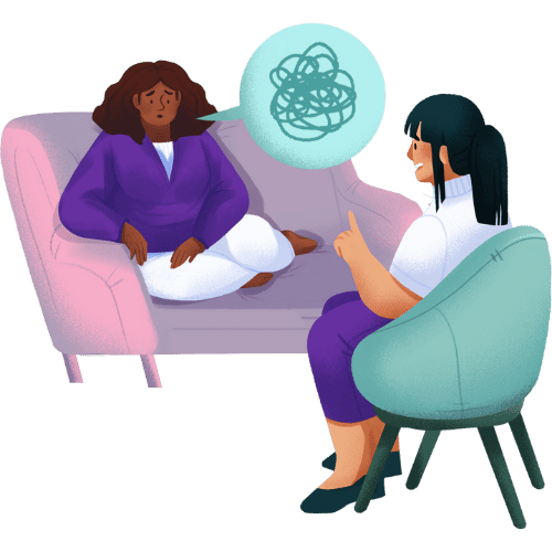 Brunette Therapist Listening to Black Woman Patient Discuss Her Issues