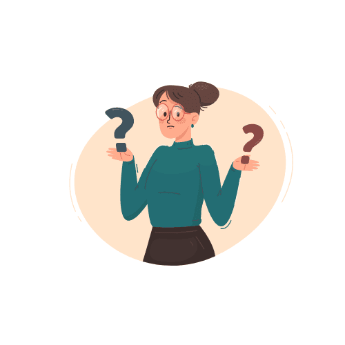 A Woman Holding Up to Large Question Marks While Considering What She Should Look for in a Therapist